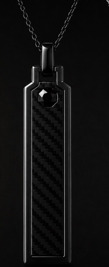 HAssOD — Pendentif FORCE · Argent 925 + carbone forgé, émeraude