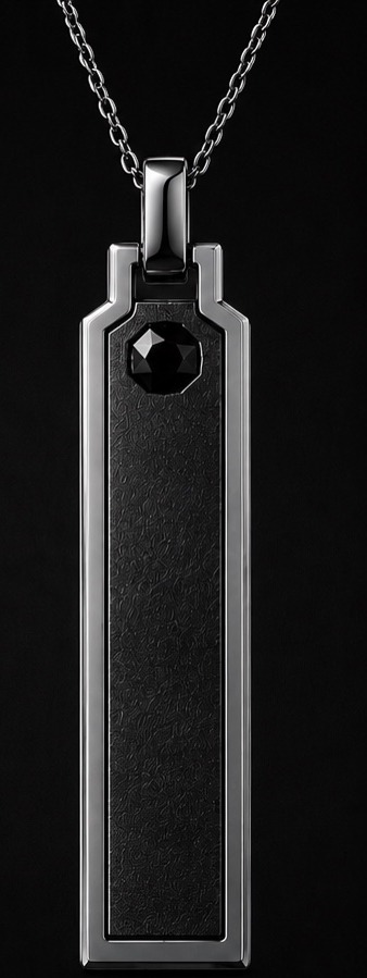 HAssOD — Pendentif PROTECT · Argent 925 rhodié, onyx noir naturel